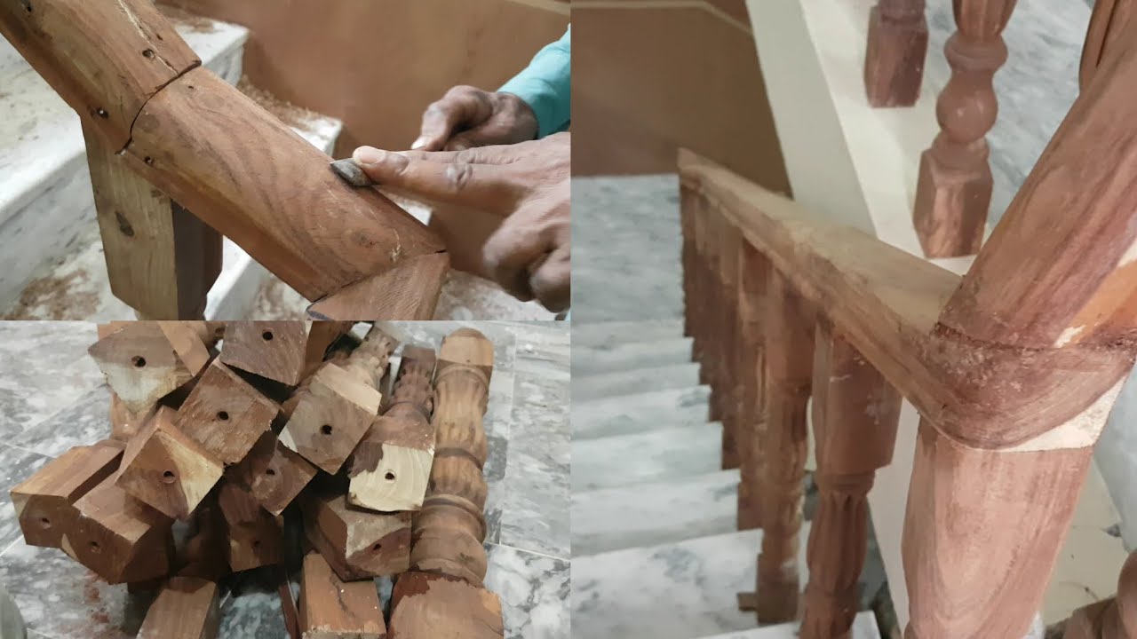 Installing Wooden Stair Railing | Stairs Decoration Ideas for Home #woodworking #carpentery #stairs