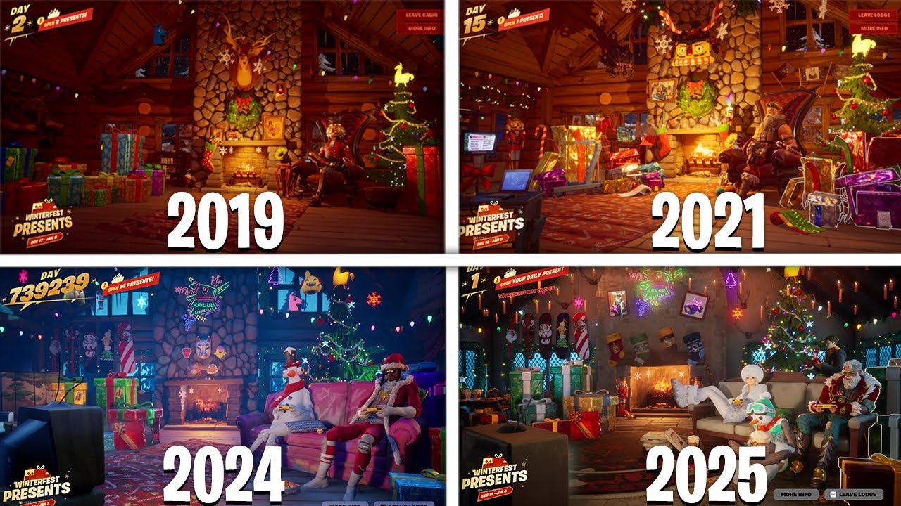 Evolution of All Winterfest Cabin in Fortnite (2019 - 2025)