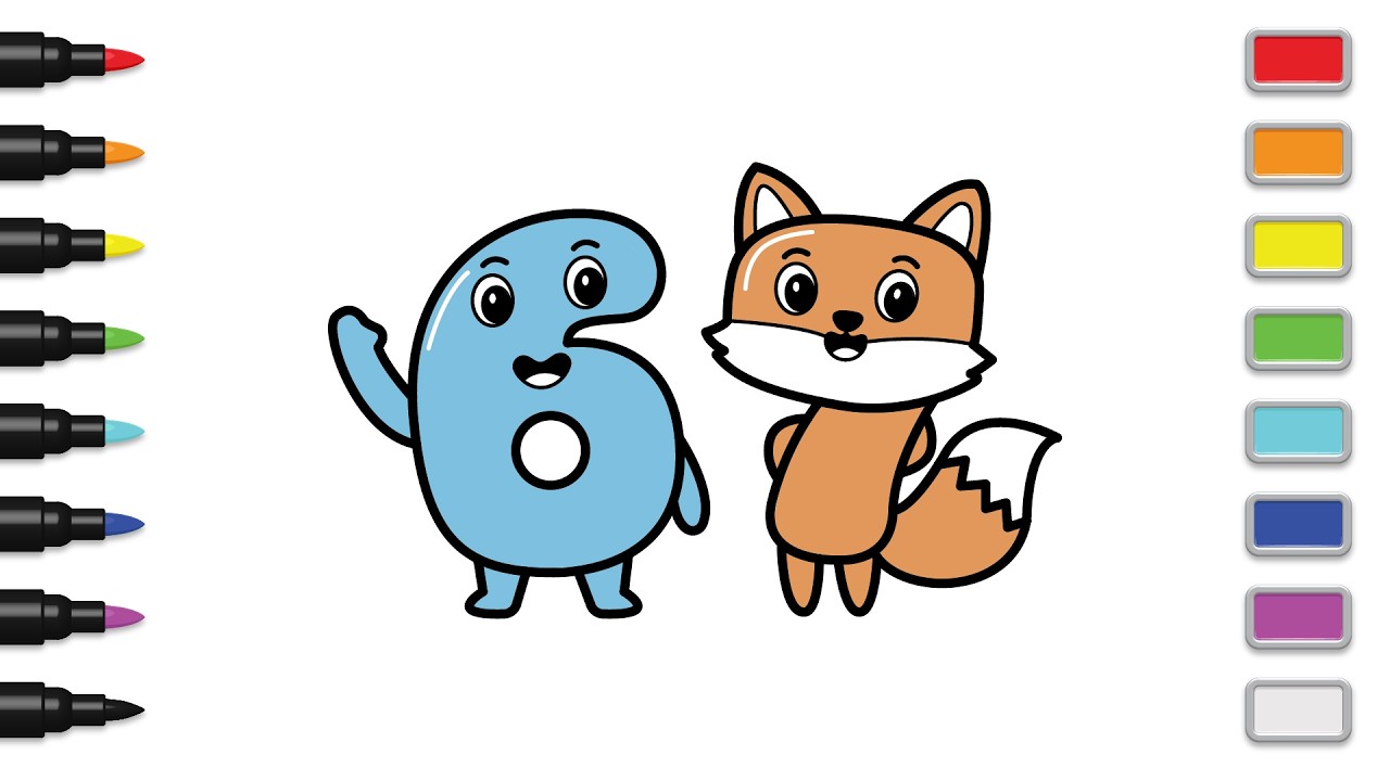 How to Draw 67 Number and Cute Fox  Easy Step by Step Drawing and Coloring Tutorial for Beginners