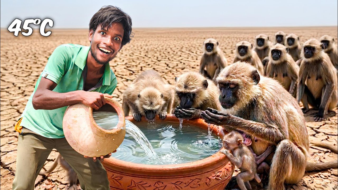 I Helped Thirsty Monkeys On A Dangerous Mountain Road | प्यासे बंदरों की मदद की