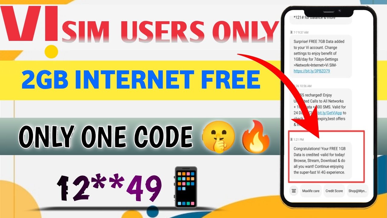 Vi FREE 2GB data code 2024 New trick to get free data in vi