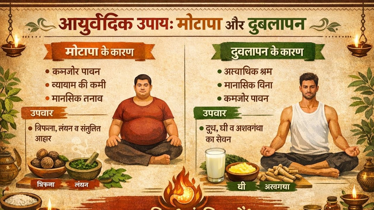चरक संहिता के अनुसार मोटापा और दुबलापन | आयुर्वेदिक कारण व उपचार | पाचन अग्नि का संतुलन