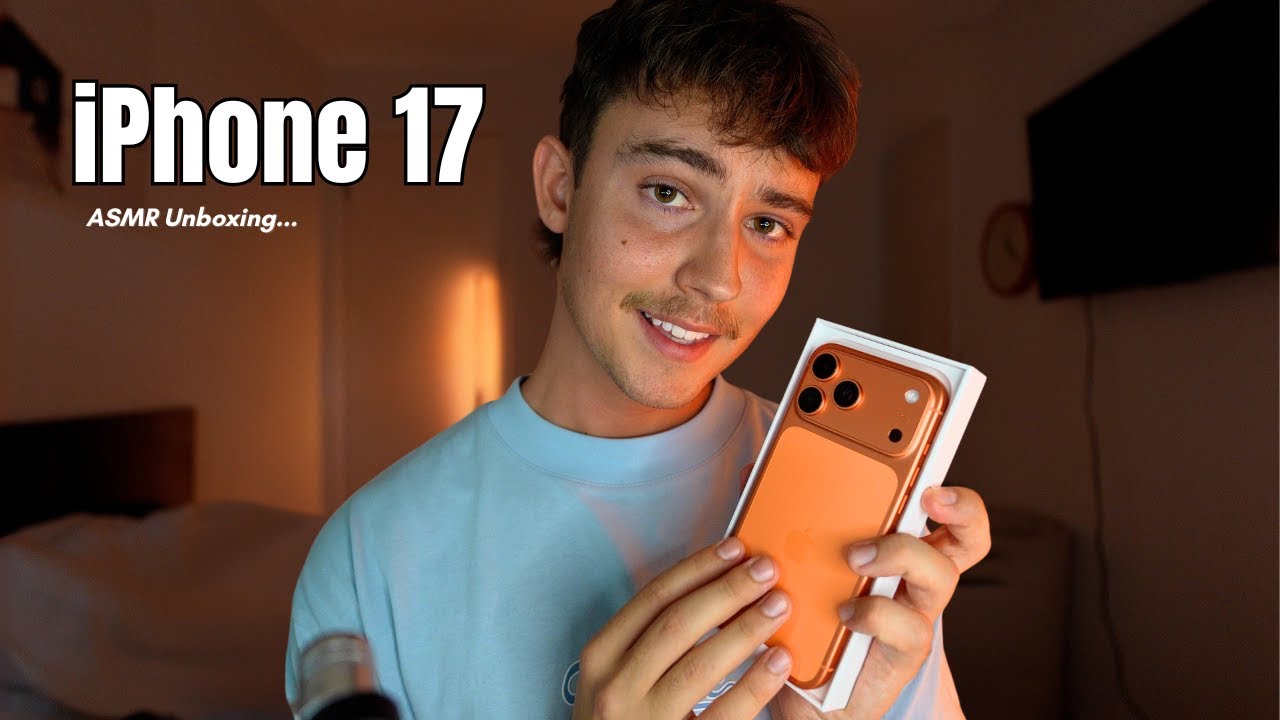 ASMR iPhone 17 Pro Max Unboxing 🧡✨ Scratching, Tapping + Screen Protector Application