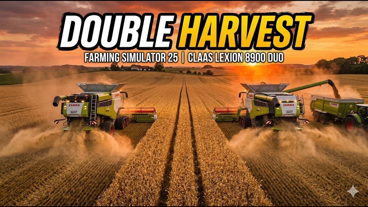 Double Combine Wheat Harvest 🌾 CLAAS LEXION 8900 | FS25 Ep.8