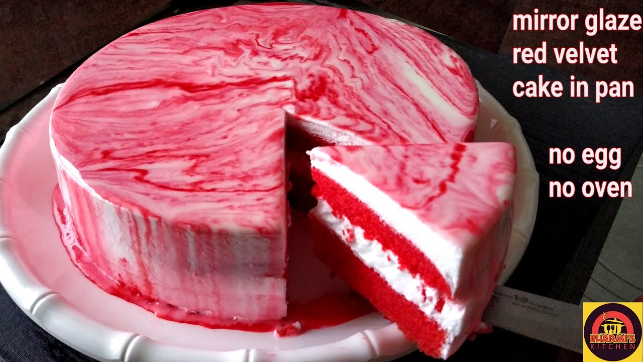 Mirror Glaze Pineapple Red Velvet Cake In Pan | Without Oven | Birthday Cake | Eggless Cake
