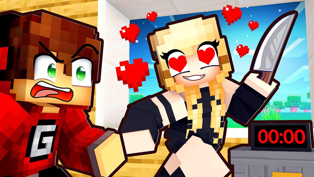 A MEIA NOITE ela se torna uma YANDERE no Minecraft
