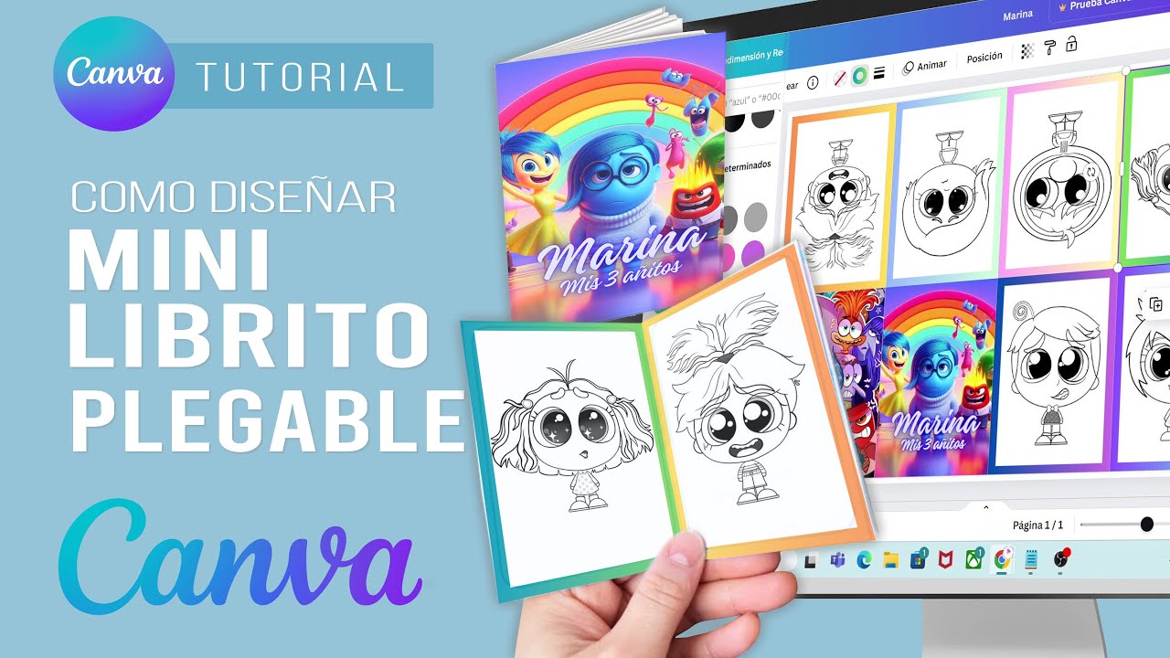 Como diseñar un MINI LIBRO PLEGADO para SOUVENIR CUMPLEAÑERO de modo sencillo y practico con Canva