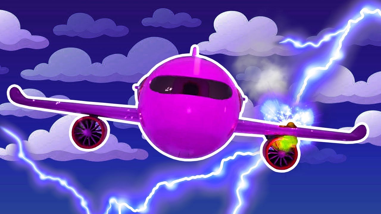 &iexcl;El gran avi&oacute;n entra en una tormenta! Veh&iacute;culos de Servicio. Dibujos animados de coches para beb&eacute;s.
