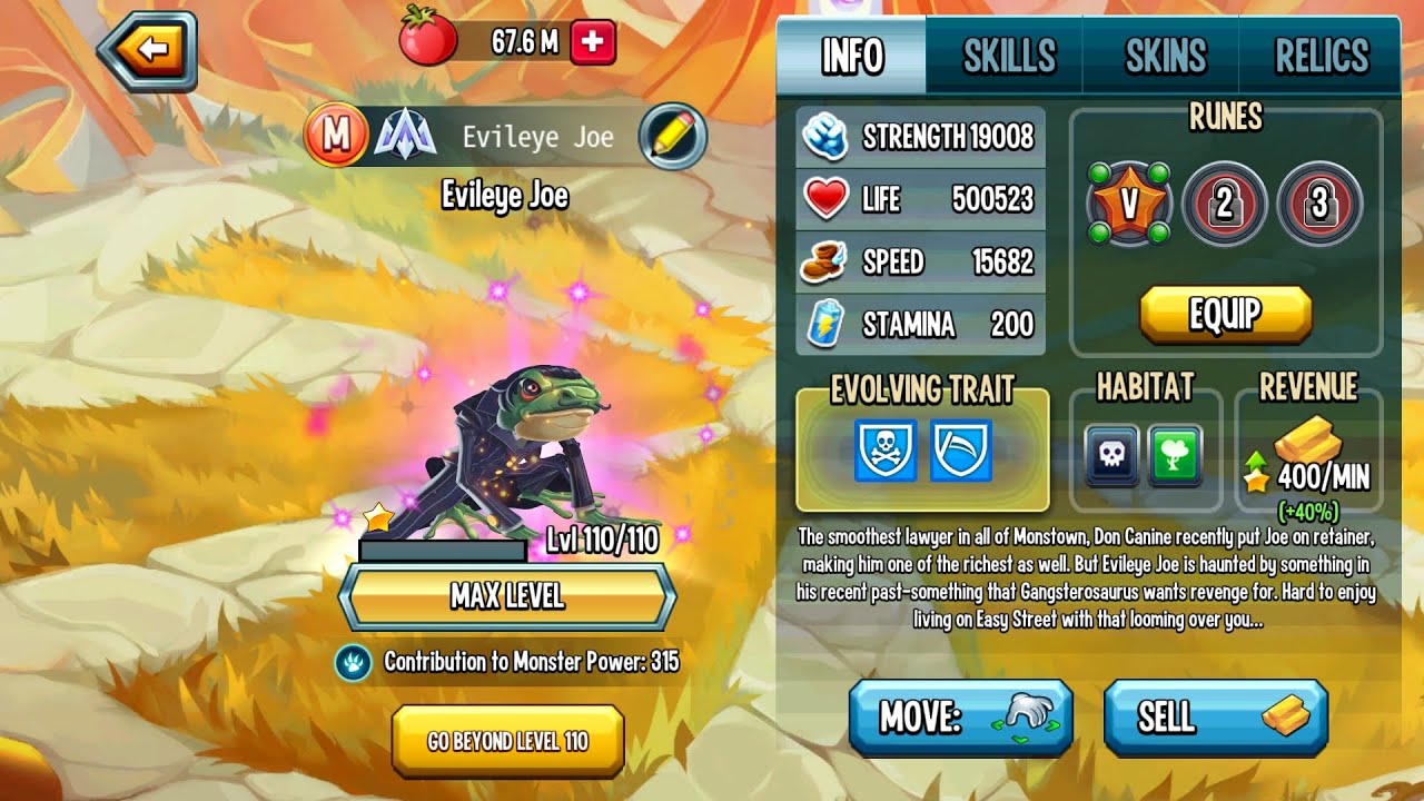 Review on Evileye joe in monster legends!!