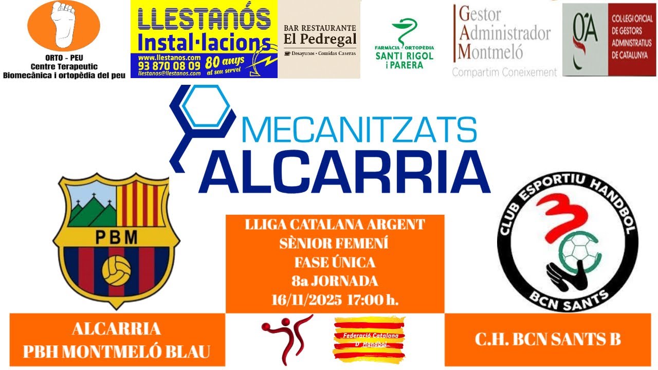 Alcarria PBH Montmeló Blau - C.H. Bcn Sants B, Sènior Femení, Lliga Argent, 16/11/2025