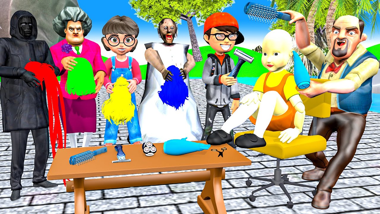 Scary Teacher 3D vs Squid Game Cut Squid Girl's Hair Stylist Nice or Error 5 Times Challenge