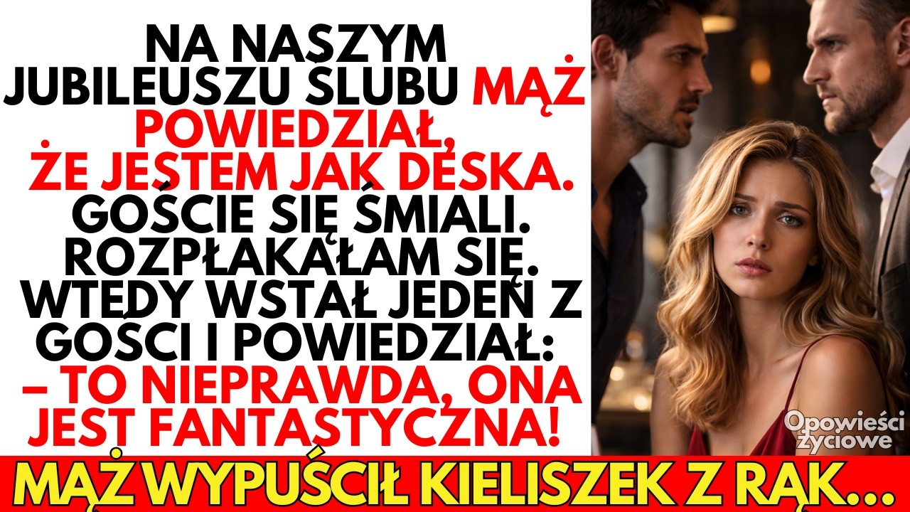 Na rocznicy ślubu mąż powiedział, że jestem jak DESKA. Goście się śmiali. Rozpłakałam się