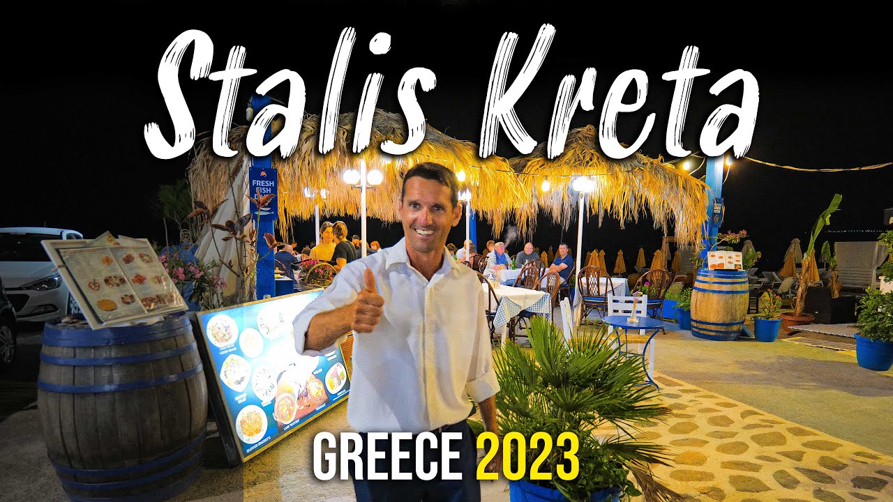 Stalis Crete, Kreta, nightlife, walking tour 4k, Greece 2023