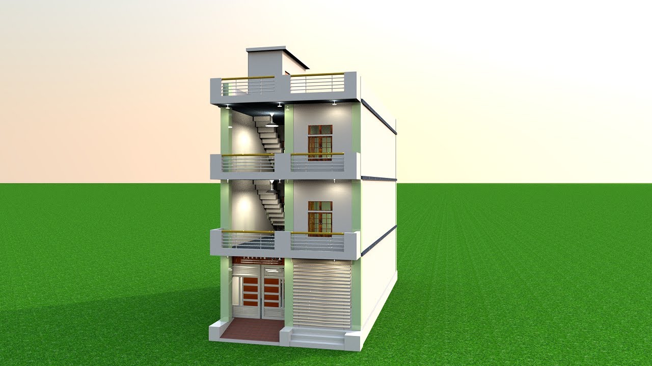 20 by 50 House Construction in 3d , 20 by 50 House plan with car parking