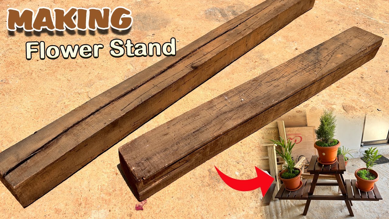 Beautiful Flower stand made in piece of old Teakwood || Tony an mak furnitures #woodworking #teak