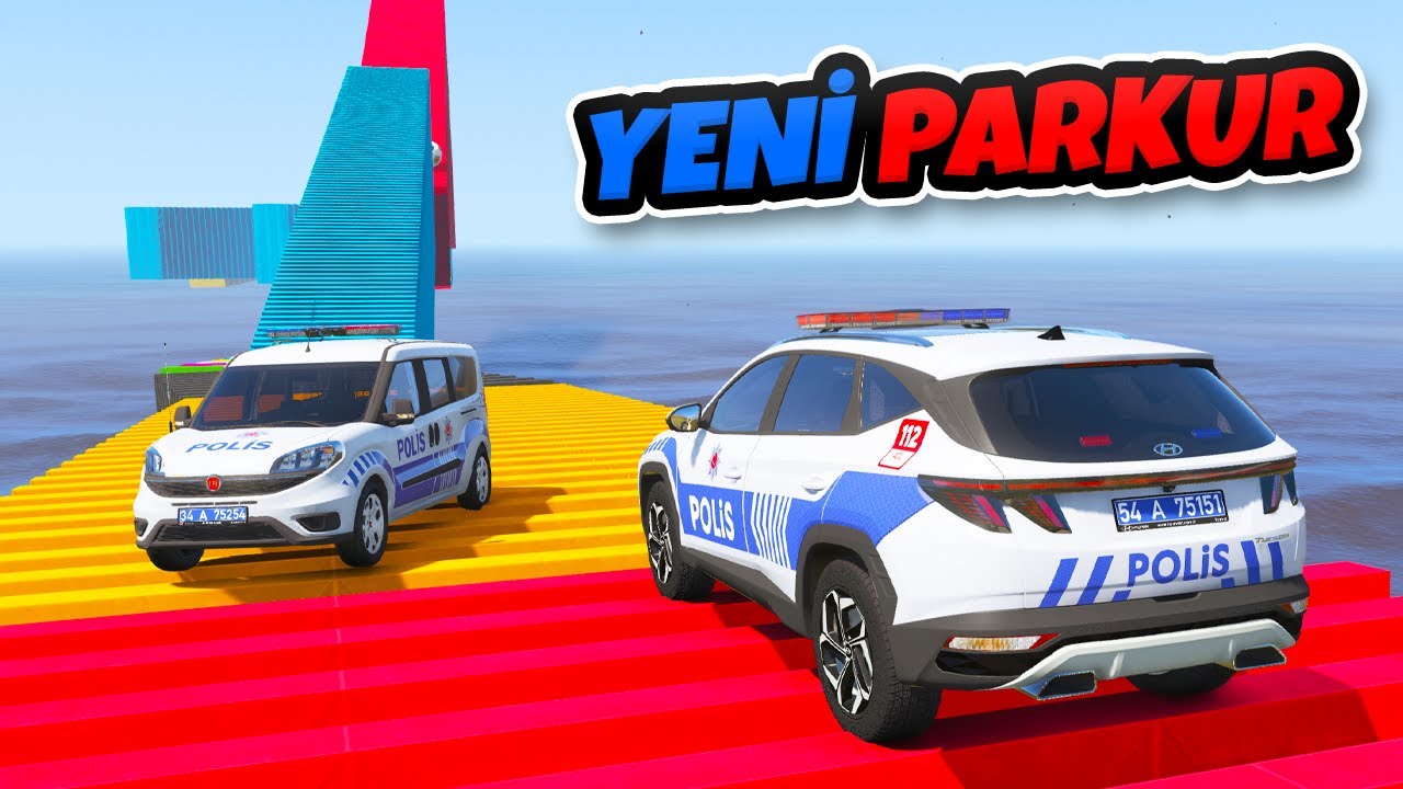 Türk Polis Arabaları Yeni Renkli Blok Parkurunda - GTA 5