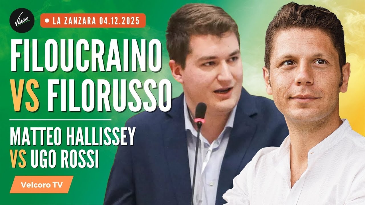 Filoucraino vs filorusso - Matteo Hallissey vs Ugo Rossi | La Zanzara del 04.12.2025