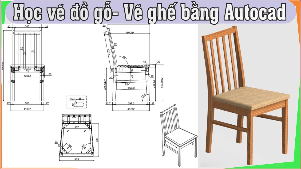 Chair design in autocad | Vẽ ghế 3d autocad - P2  | học vẽ đồ gỗ | học vẽ nội thất | 3D Modeling
