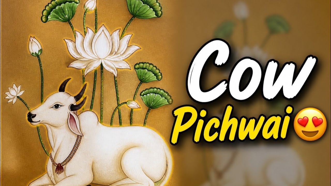 Sacred Cow & Lotus Pichwai Painting 🐄🌸 | Traditional Indian Art