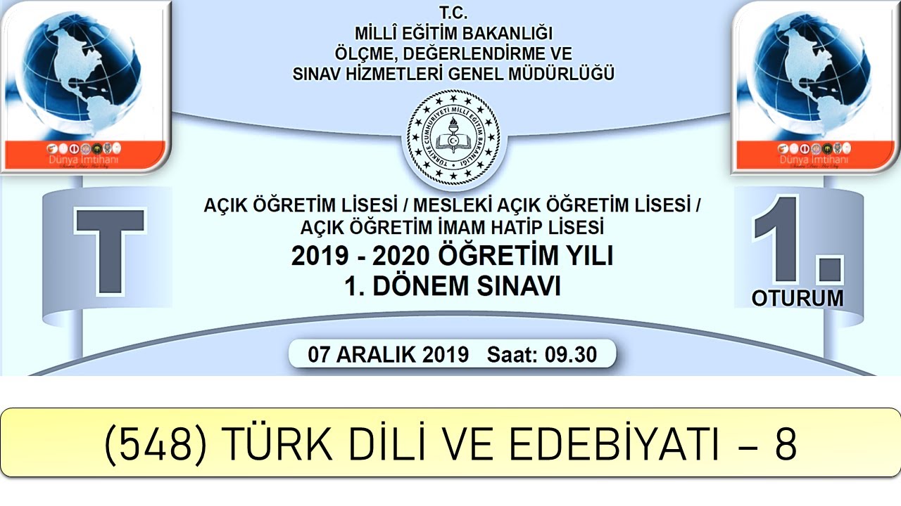 2020 / 1. DÖNEM / AÇIK ÖĞRETİM LİSESİ / (548) TÜRK DİLİ VE EDEBİYATI – 8