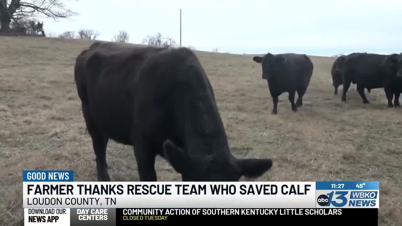 Farmer thanks rescue team who saved calf