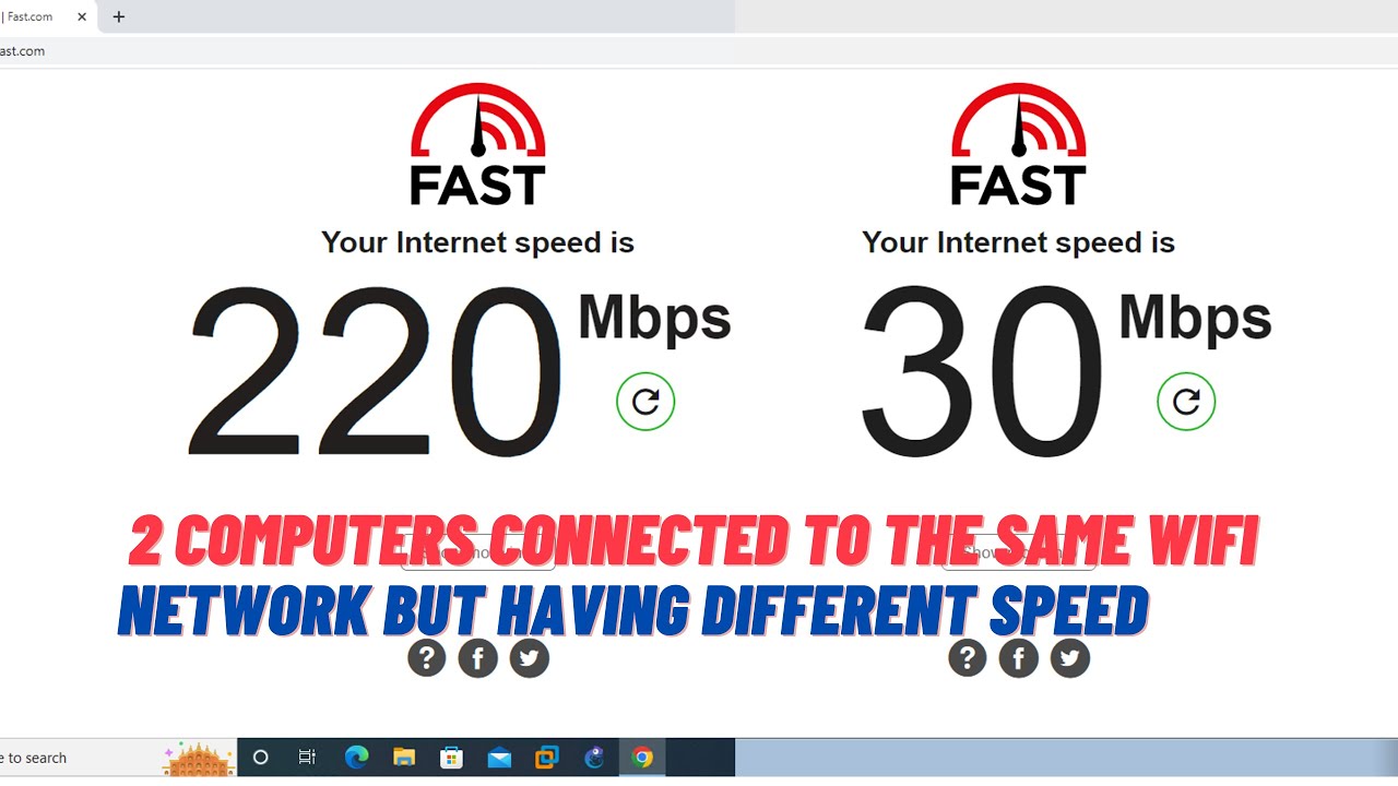 Two computers connected to the same WiFi but having different speed