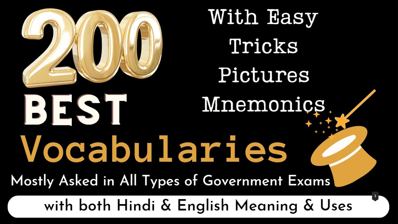 200 Best Vocabularies with Easy Tricks, Pictures and Mnemonics for most of the competitive exams