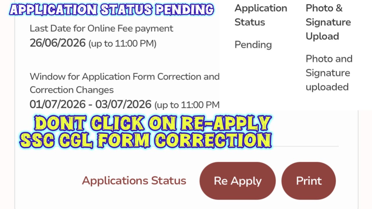 SSC CGL Correction Window 2026 | SSC CGL Form Correction Kaise kare?