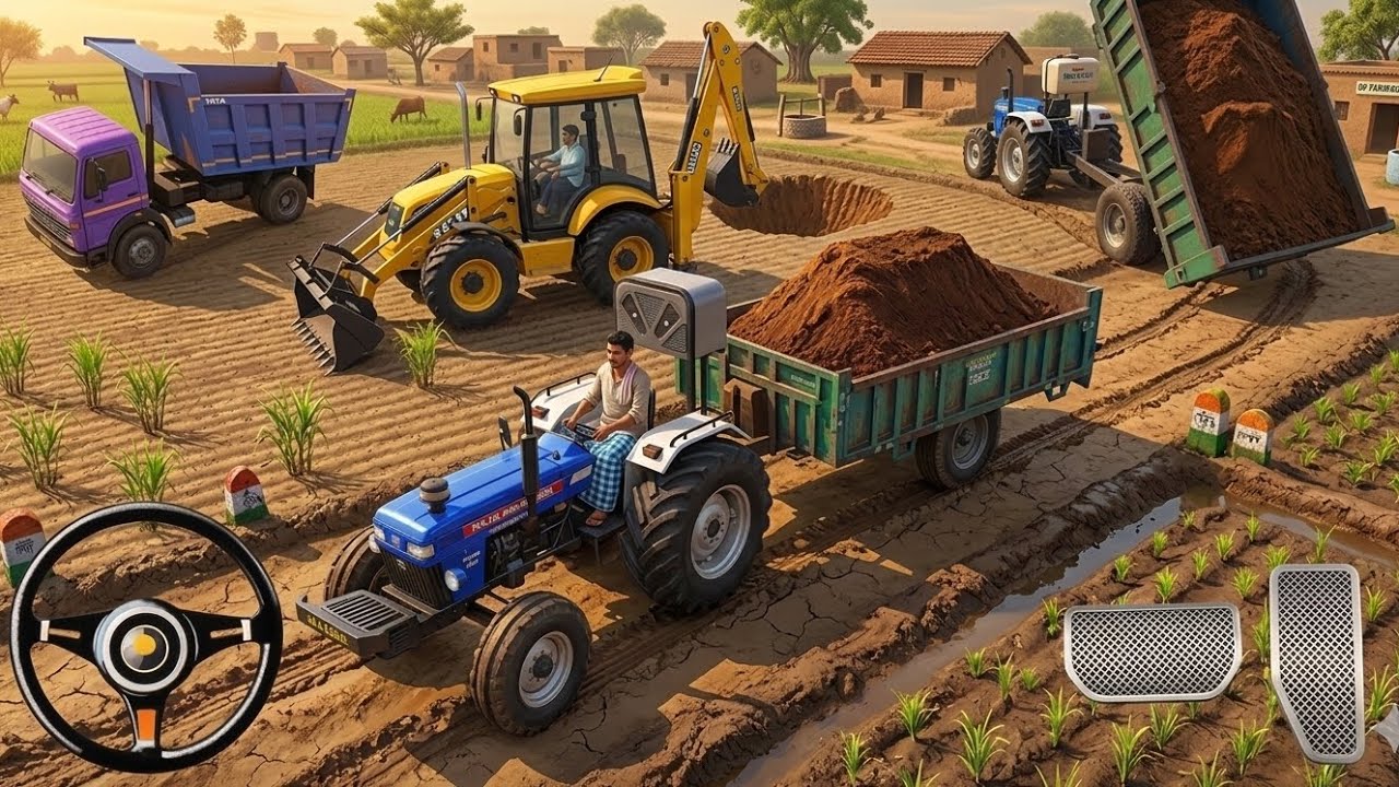 Jcb, tractor game video dumper load stone 🪨#jcb #tractor #dumper
