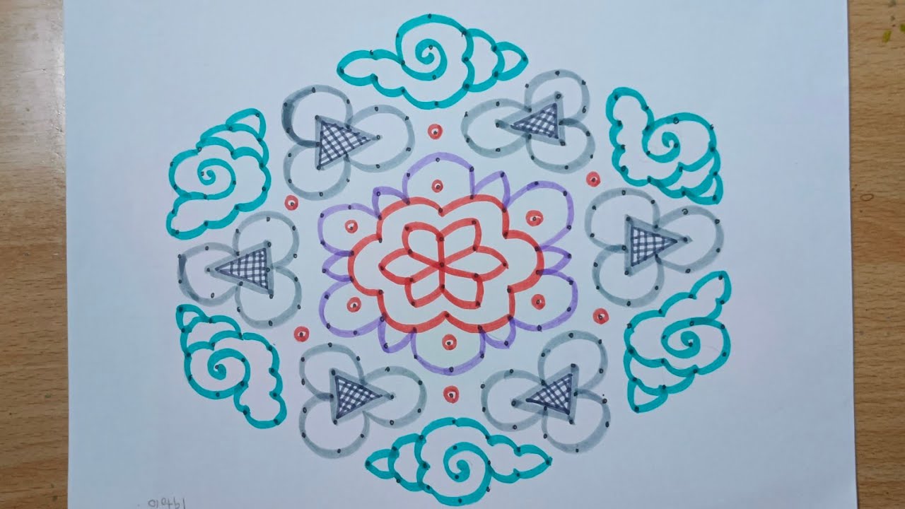 19 chukkala muggulu.. simple rangoli..big kolam..