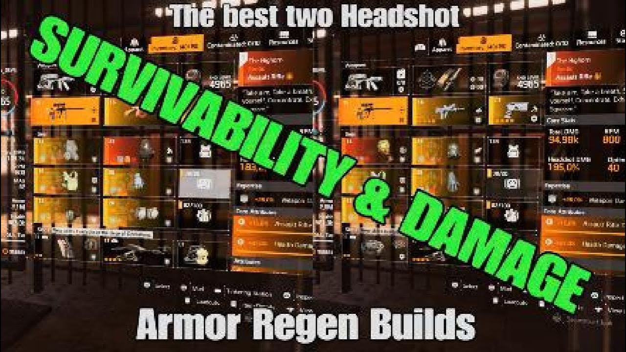 The Division 2-TUP 22 Headshot bighorn armor Regen builds.