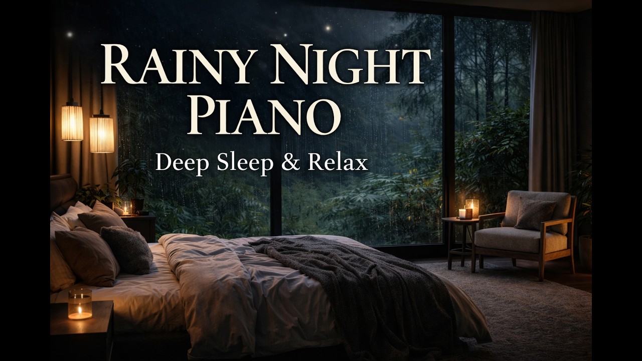 2 Hours Rainy Forest Night Piano 🌧️ Calm Relaxing Music for Deep Sleep