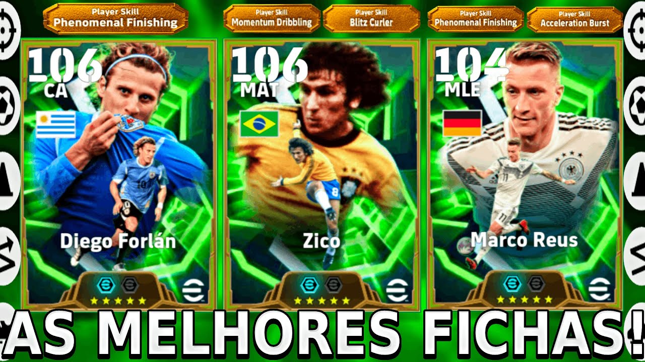 AS MELHORES FICHAS PARA Zico Blitz Curler, Diego Forlán e Marco Reus - EFOOTBALL 26