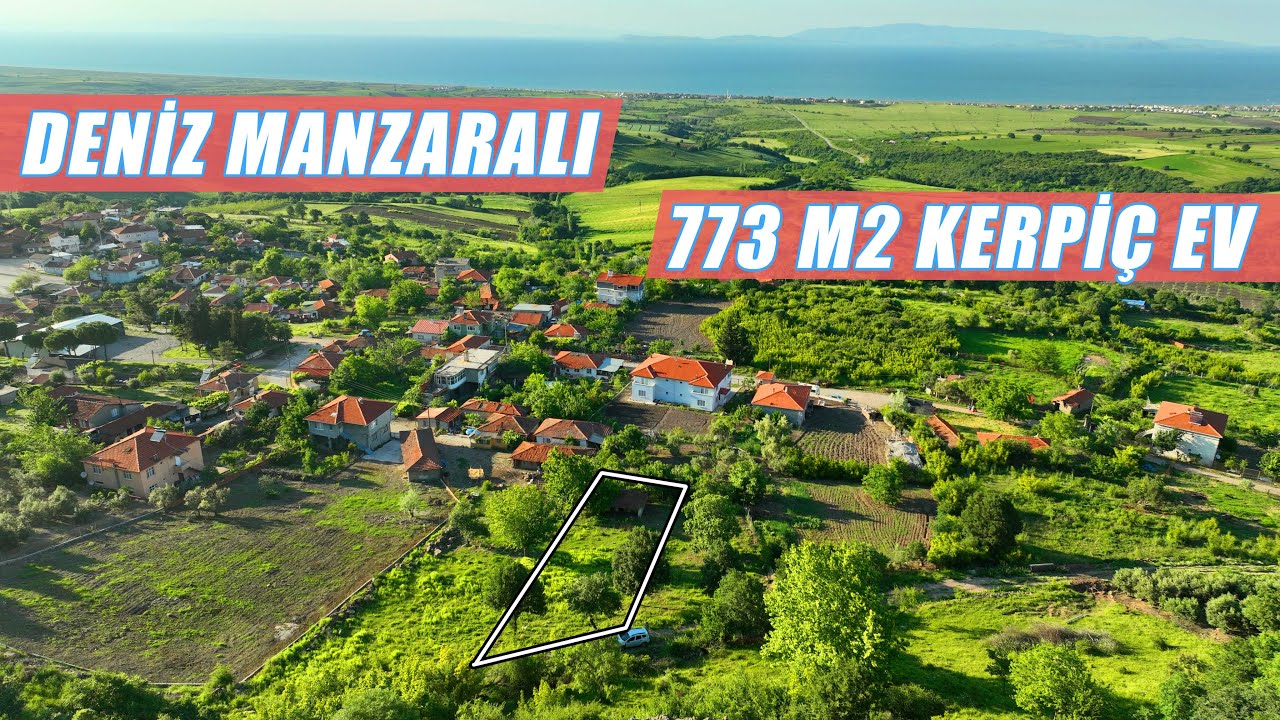 1795- Gönen Kınalar'da Harika Deniz Manzaralı 773 m2 Kerpiç Ev ve Arsası