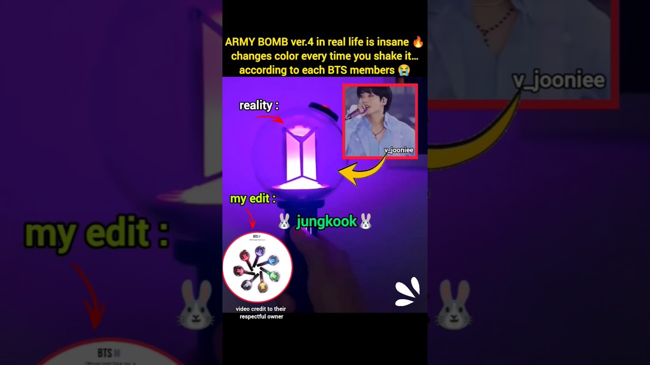 ARMY BOMB ver.4 lights up as bts memebers mic #bts #v #jk #jin #suga #rm #shorts #youtubeshorts