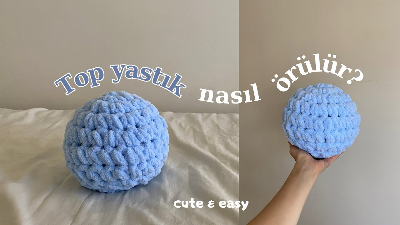Tığ yok şiş yok / Puffy iple top yastık nasıl örülür?