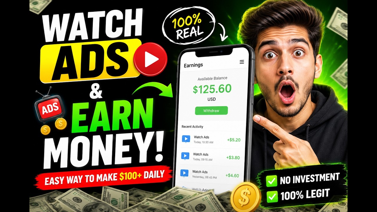 How to Watch Ads & Earn Money Online 💰 | Make $100 a Day? Real Method Explained