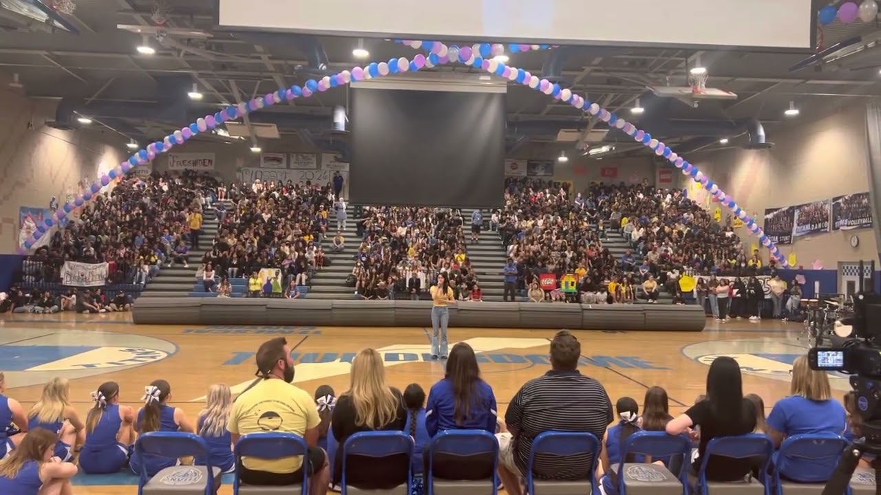 Singing Reflection in Pep Rally at Temescal Canyon High School