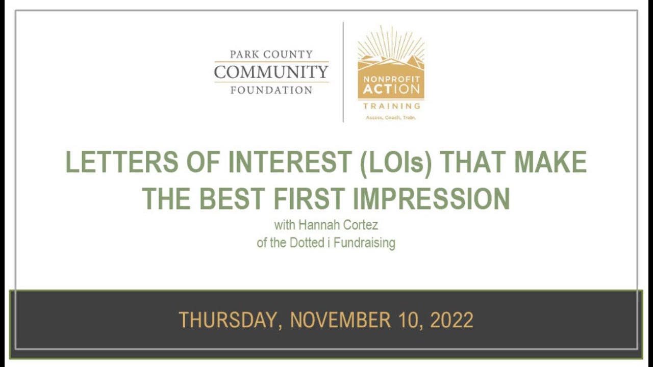 November 2022 Nonprofit ACTion training: LOIs that make the best first impression