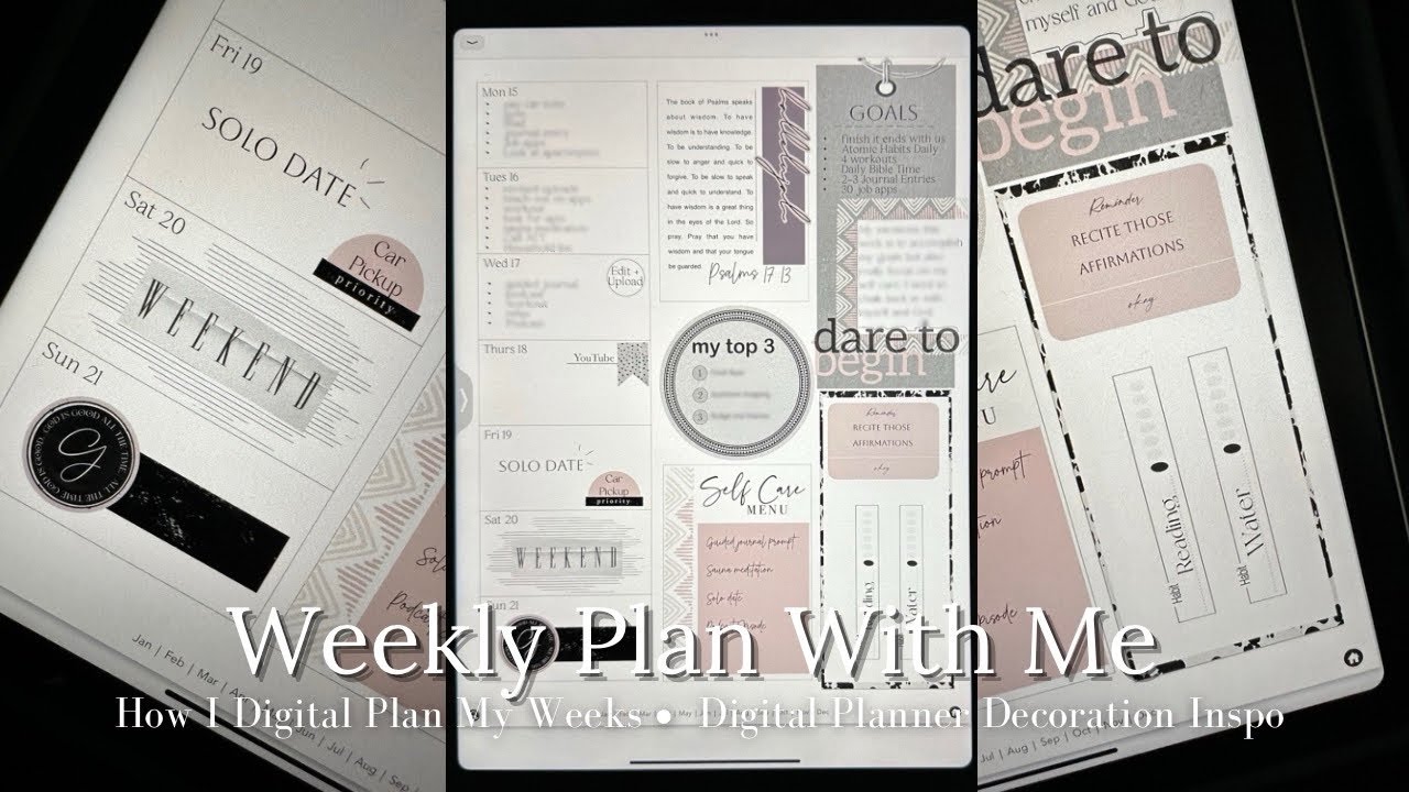 How I Digital Plan My Weeks | Plan with me + Digital Planner Decoration Inspo