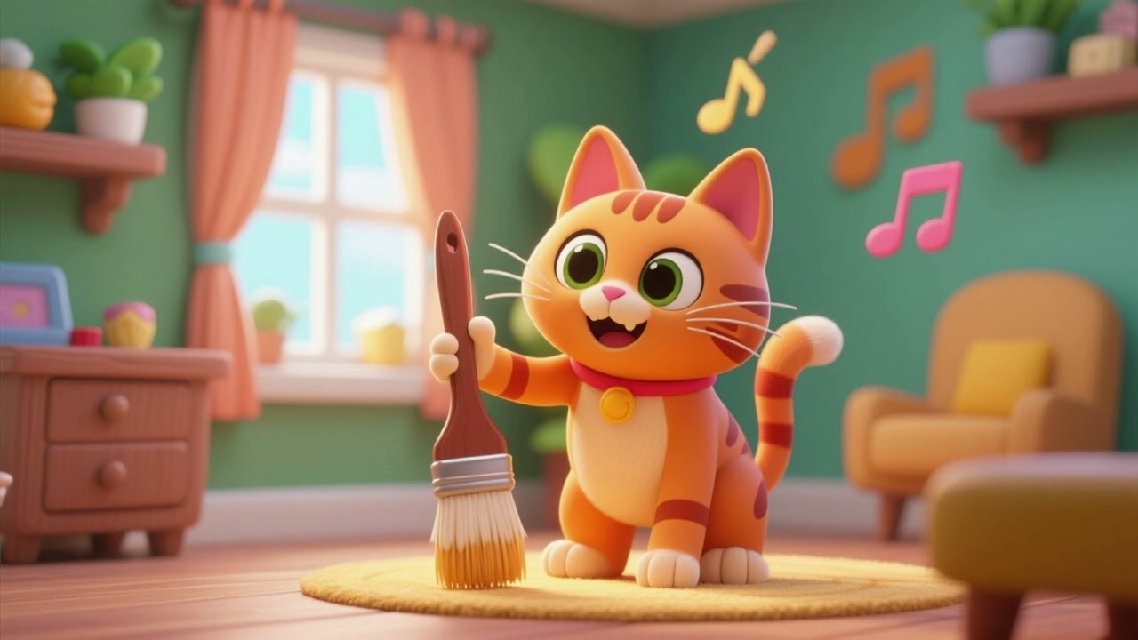 Bürstenlied mit der orangenen Katze – Kinderlied & Mitmachspaß