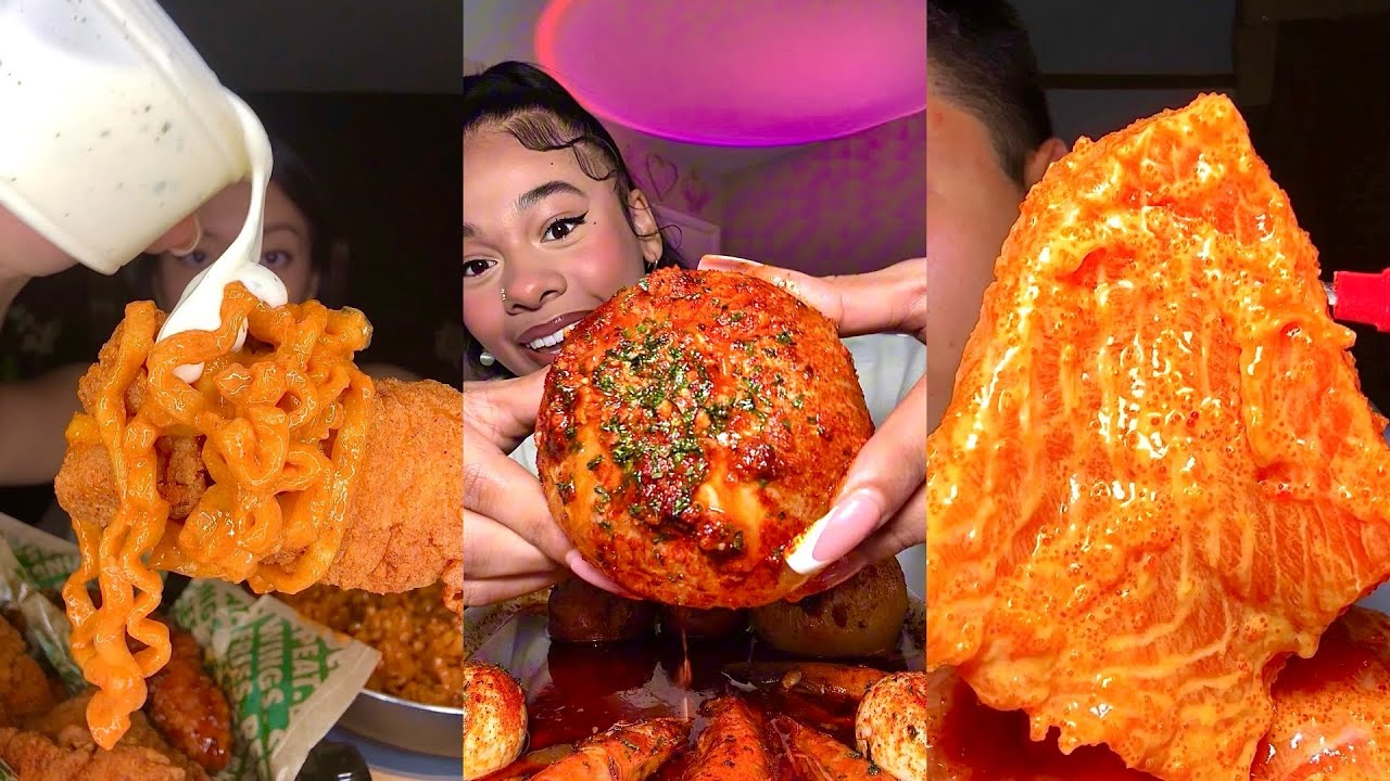 Satisfying Mukbang Compilation | Onion Boil, Buldak, Spicy, Sushi, Salmon & Nutella Pancakes ASMR