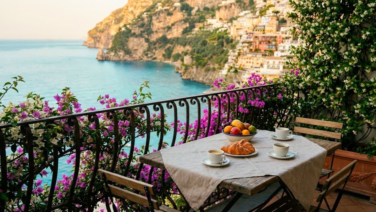 Mediterranean Coastal Café Ambience – Relaxing Italian Jazz for Weekday Focus & Calm