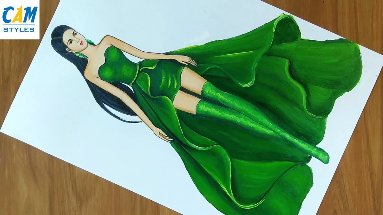 How to draw a girl with beautiful dress