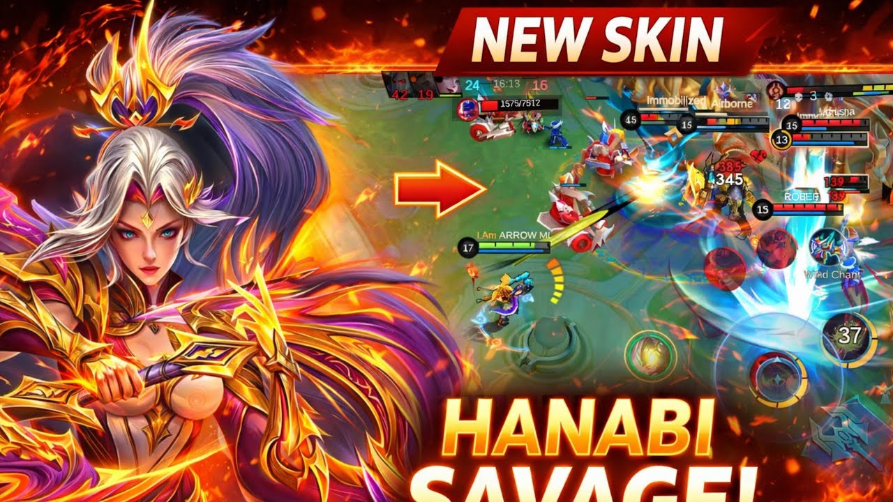 Геймплей с новым скином Ханаби 🔥 Невероятный урон | Mobile Legends
