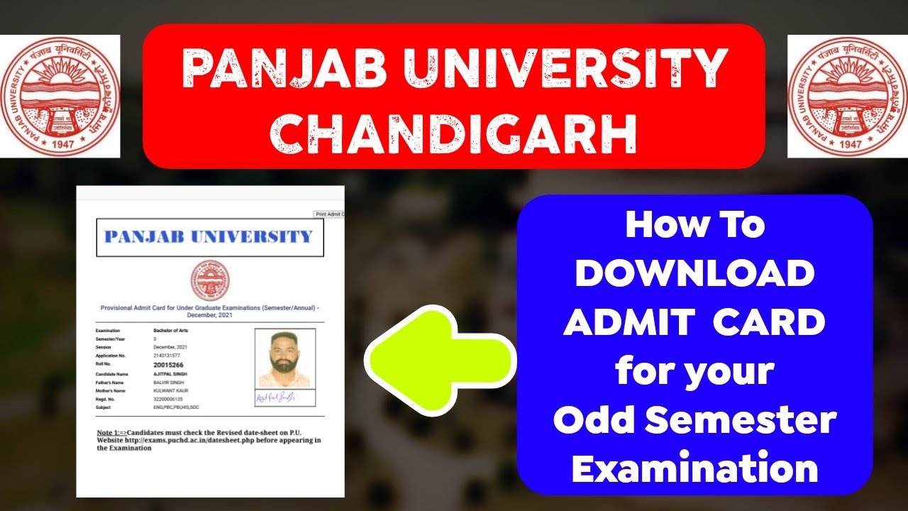#puc 🤔How to Download ADMIT CARD for ODD Semester Exams Imp. Video for👇Students of PANJAB UNI. CHD