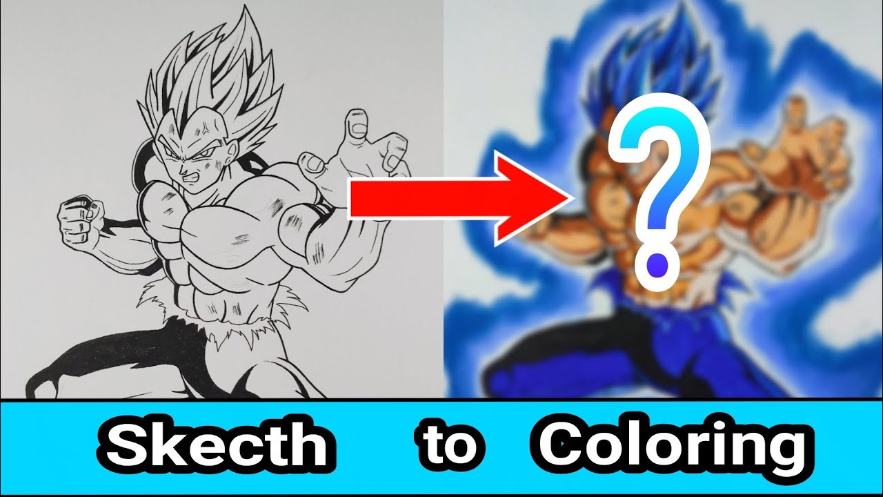 How to draw Vegeta SSJ Blue Evolution - sketch to coloring