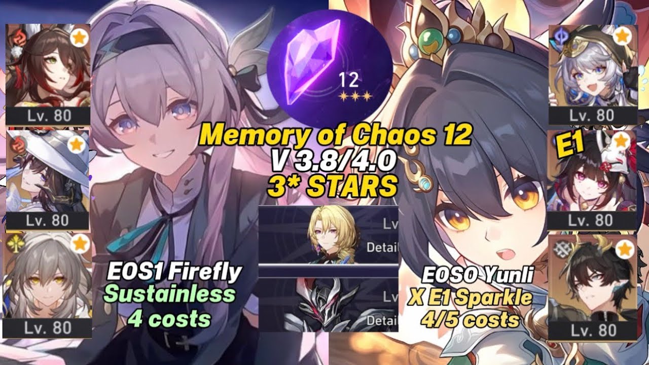 E0S1 Firefly Sustainless & E0S0 Yunli x Cipher & Sparkle | Memory of Chaos Floor 12 (3 Stars) | HSR 