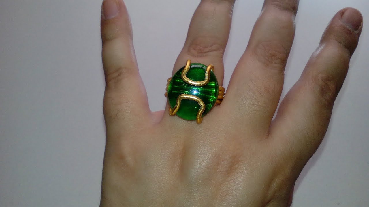 HOW TO MAKE A WIRE RING AND A GREEN CABOCHON-COMO HACER UN ANILLO DE ALAMBRE Y UN CABUJON VERDE