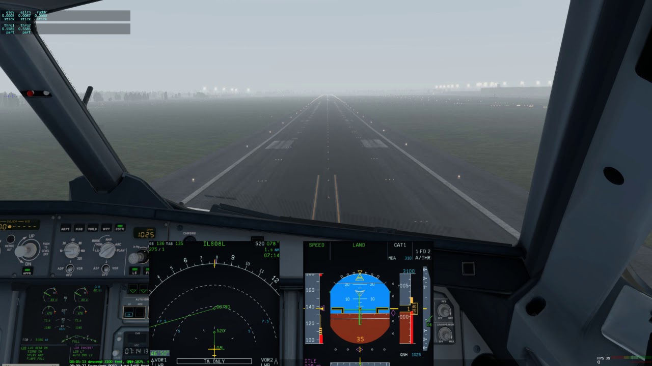 XPlane 11 | FFA320 | Landing at EDDT ILS 08L